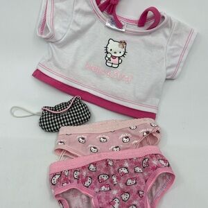 Hello Kitty SANRIO Build-A-Bear Strappy T-shirt Top, Purse & 2 Pair Of Underwear